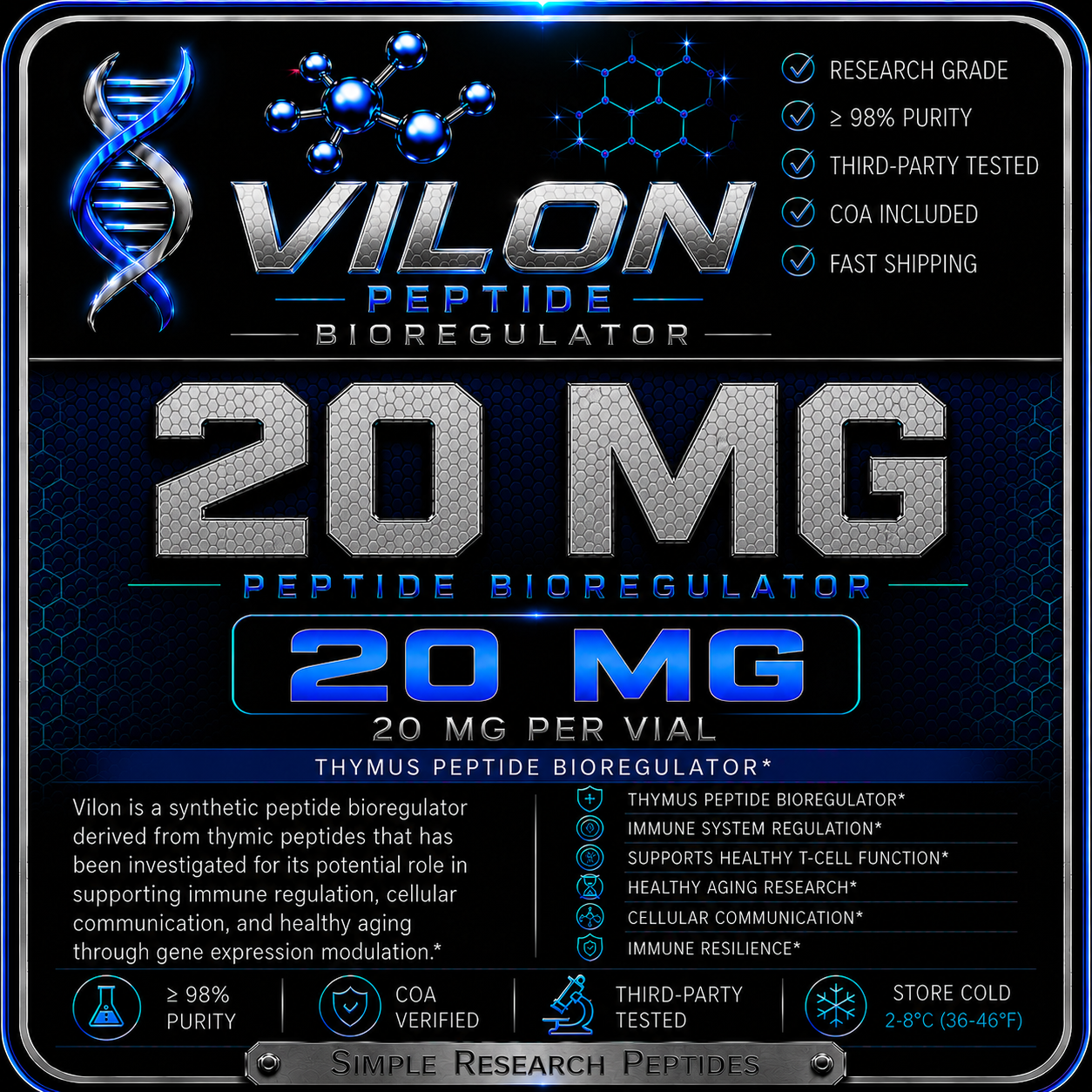 Vilon 20 mg Peptide Bioregulator - Image 2