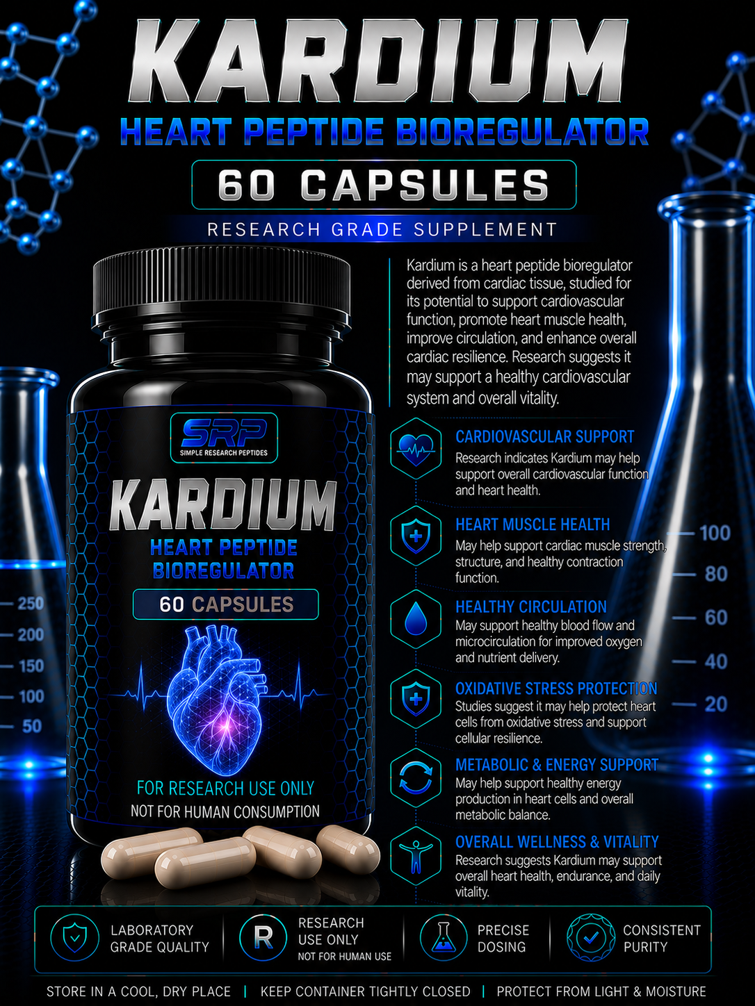 Kardium Heart Peptide Bioregulator - 60 Capsules