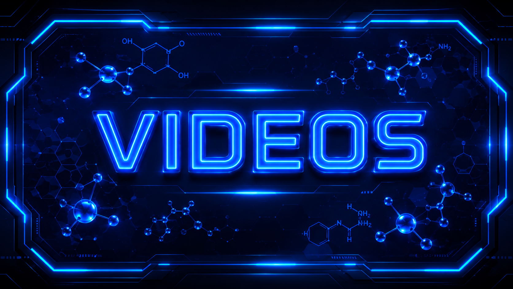 Research peptide videos banner with molecular graphics