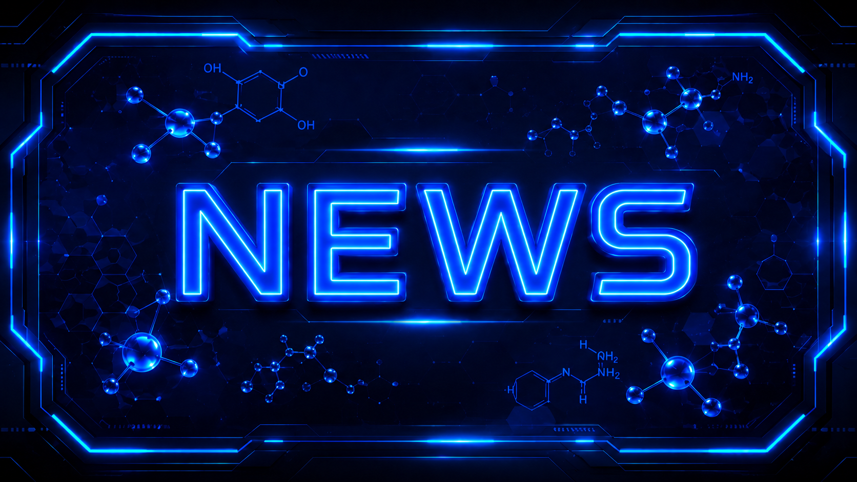 Research peptide news banner with molecular graphics