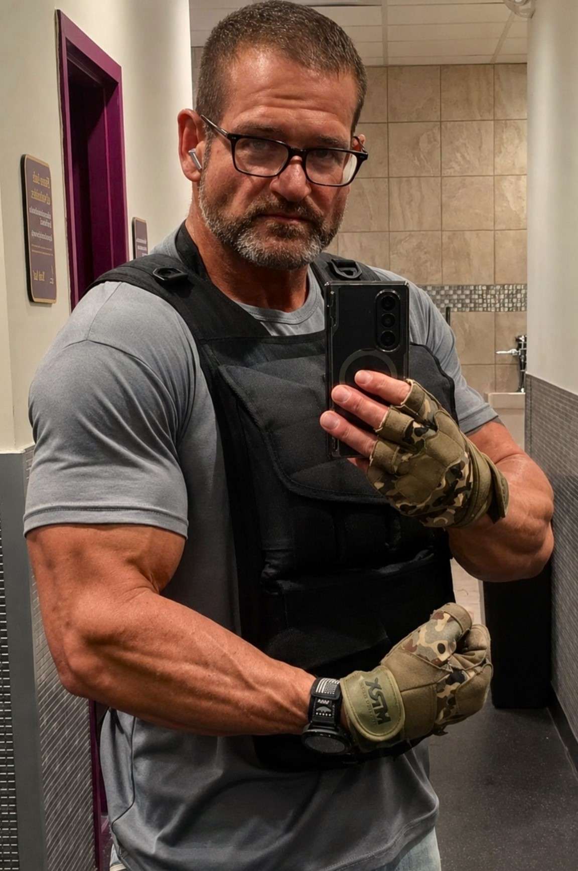 Bobby at a later stage of his broader fitness transformation wearing a weighted vest