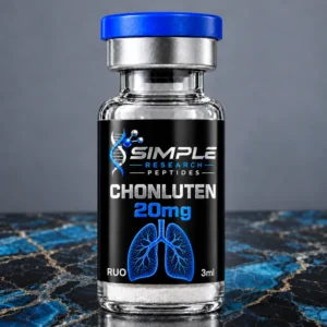Chonluten 20 mg Research Peptide Vial - SRP blue-cap vial on blue and gold marble