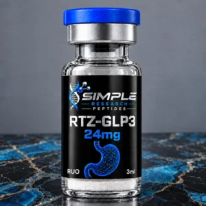 RTZ-GLP3 (24 mg Vial) - SRP blue-cap vial on blue and gold marble
