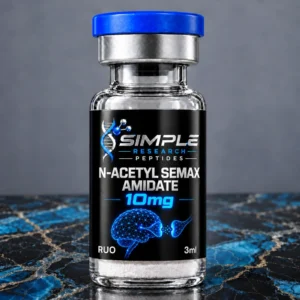SRP na semax 10 research vial with blue cap and metallic label on blue marble