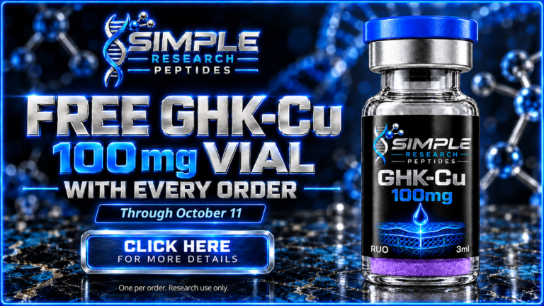 Free GHK-Cu 100 mg vial with every order through October 11. Click for details.