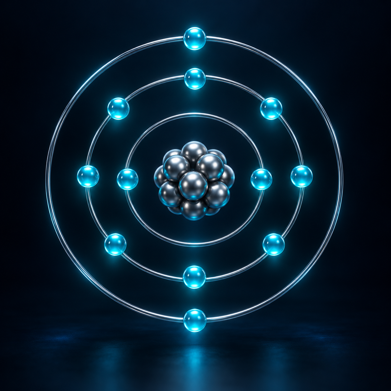 Simplified magnesium atom with electron shells 2, 8, 2