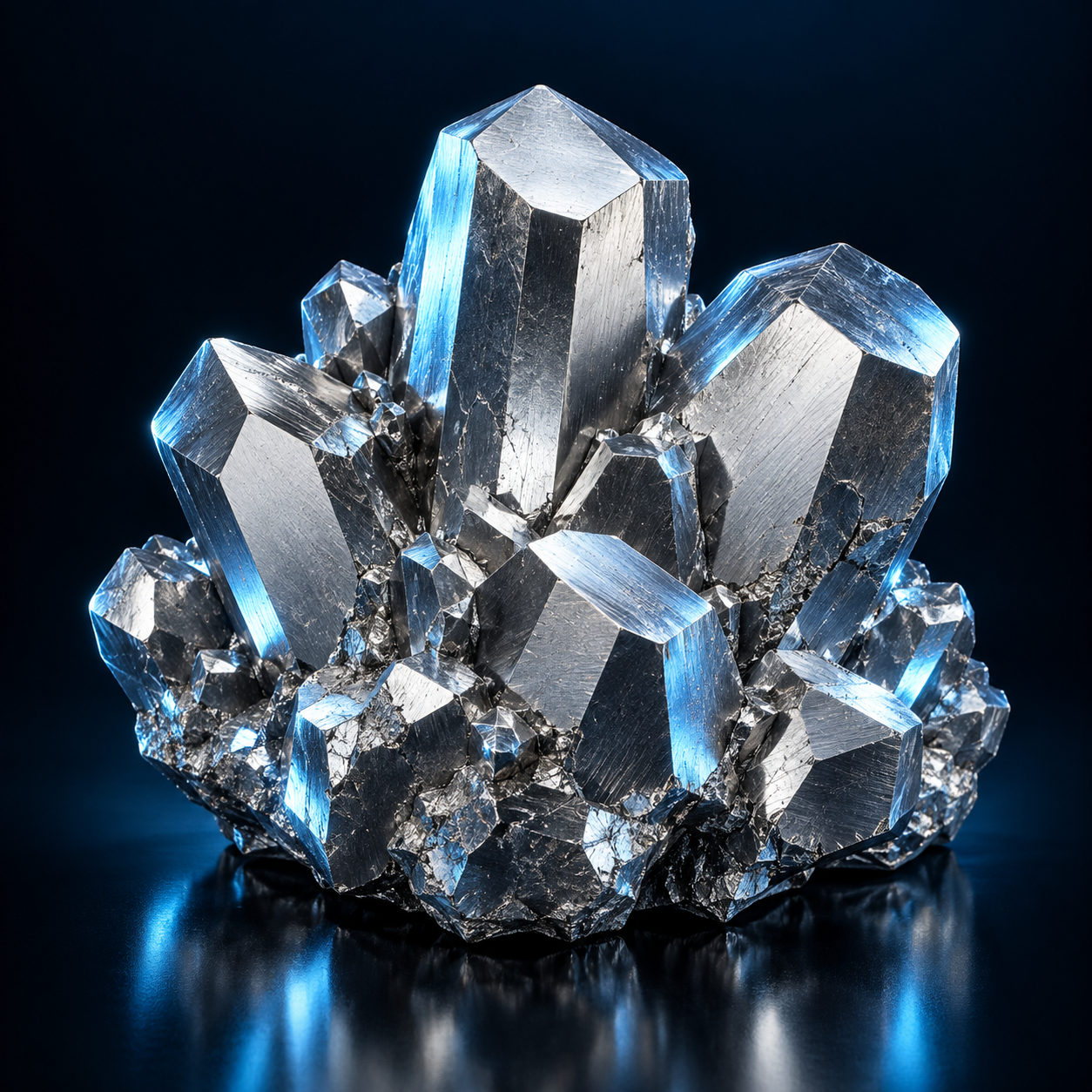 Stylized silver zinc mineral illustration